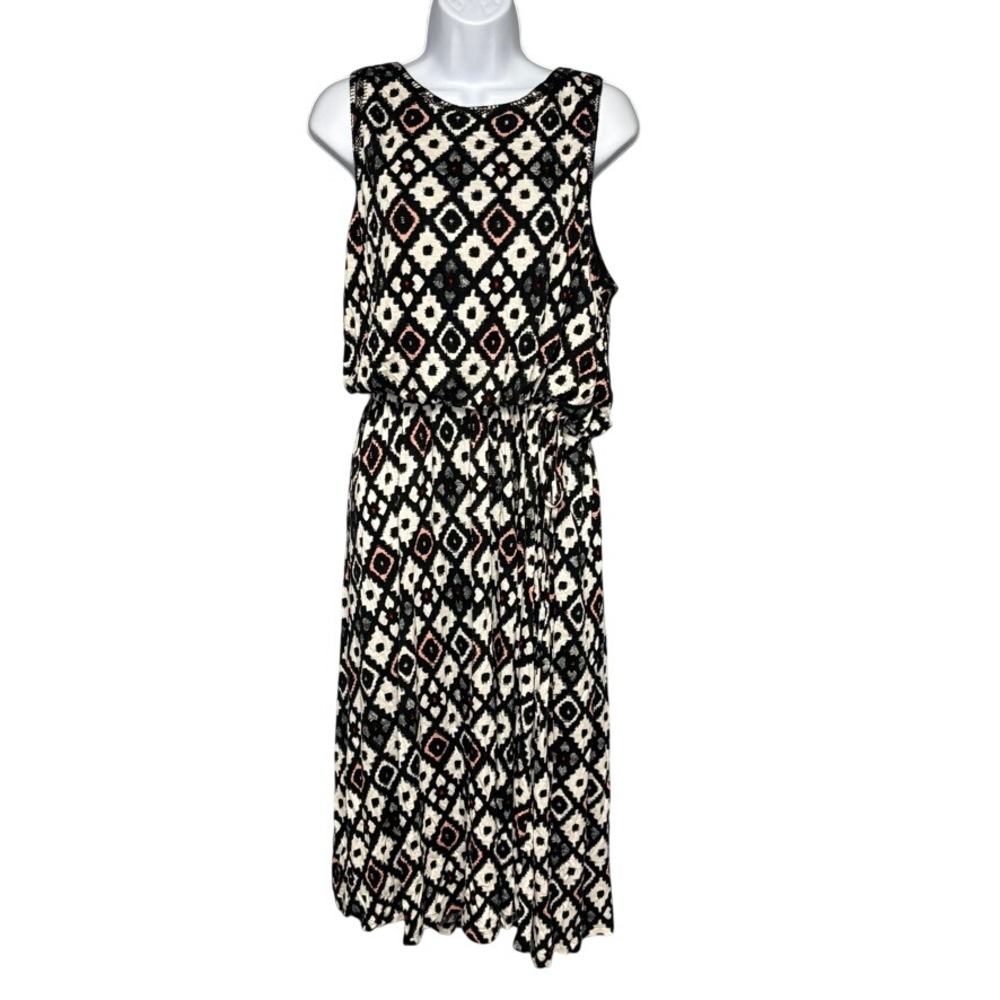 NWT Loft Geometric Tribal Print Vacation Drawstring Blouson Midi Dress Sz XXL